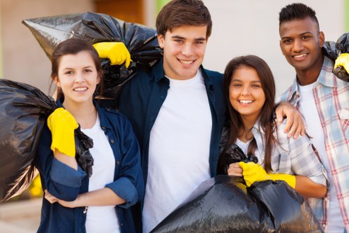Professional waste removal team at work